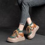 Sandalias verdes de caucho con plataforma con cordones vintage para mujer 
