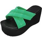 Sandalias verdes de goma de tiras con tacón de cuña de punta abierta talla 39 para mujer 
