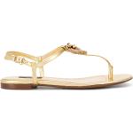 Sandalias doradas de goma de cuero con logo Dolce & Gabbana talla 38 para mujer 