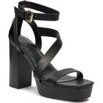 Sandalias negras de piel de cuero rebajadas floreadas DKNY talla 39 para mujer 