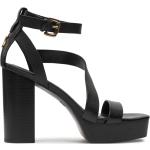 Sandalias negras de piel de cuero rebajadas floreadas DKNY talla 40 para mujer 