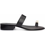 Sandalias negras de cuero de cuero rebajadas con tacón cuadrado con logo GIUSEPPE ZANOTTI talla 40,5 