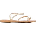 Sandalias doradas de cuero de cuero con logo Ancient Greek Sandals talla 39 para mujer 
