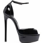 Sandalias negras de cuero con plataforma con logo Casadei talla 40,5 para mujer 