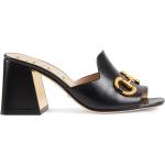 Sandalias negras de cuero de cuero con tacón cuadrado Gucci talla 35 para mujer 
