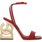 Sandalias rojas de cuero de cuero con tacón más de 9cm con logo Dolce & Gabbana talla 40,5 para mujer 