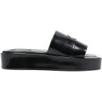 Sandalias negras de goma con plataforma rebajadas con logo DKNY para mujer 