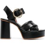 Sandalias negras de goma con plataforma con tacón cuadrado con logo Chloé See by Chloé talla 39 para mujer 