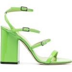 Sandalias verdes de cuero de tiras rebajadas con tacón cuadrado con tacón más de 9cm Paris Texas talla 36 para mujer 