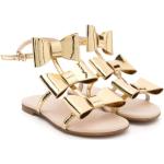 Sandalias doradas de goma de tiras con hebilla con logo Florens talla 39 infantiles 