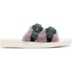 Sandalias planas lila de goma con logo Suicoke para mujer 