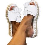 Sandalias deportivas blancas de cuero de punta abierta informales de encaje talla 40 para mujer 