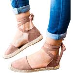 Sandalias rosas tipo botín informales con flecos talla 38 para mujer 