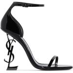 Sandalias negras de cuero de tiras con tacón más de 9cm Saint Laurent Paris talla 42 para mujer 