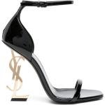 Sandalias negras de cuero de tiras con logo Saint Laurent Paris talla 40,5 para mujer 