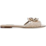 Sandalias beige de goma de cuero con logo Dolce & Gabbana talla 36 para mujer 