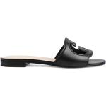 Sandalias negras de cuero de cuero con logo Gucci talla 39 para mujer 