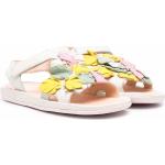 Sandalias blancas de goma de tiras floreadas talla 34 para mujer 