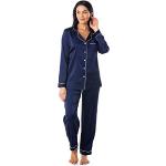 Pijamas largos azul marino de piel tallas grandes talla XXL para mujer 