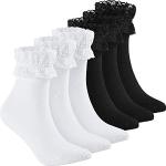 Calcetines tobilleros blancos de encaje de encaje con volantes 