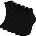 Calcetines tobilleros negros de encaje de encaje con volantes talla XS para mujer 