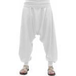 SAVARI | Pantalones Harem Sin Bolsillos | Étnico | Comodos | Pantalón Ideal para Yoga, Pilates y Danza | Unisex | Tiro Bajo y Cintura Ancha | Lisos | Tallas Grandes Disponibles | Blanco | Talla 3XL