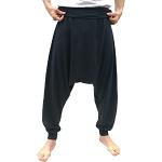 SAVARI | Pantalones Harem Sin Bolsillos | Étnico | Comodos | Pantalón Ideal para Yoga, Pilates y Danza | Unisex | Tiro Bajo y Cintura Ancha | Lisos | Tallas Grandes Disponibles | Negro | Talla XXL