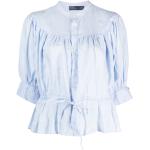 Blusas estampadas azules de lino tres cuartos con rayas Ralph Lauren Polo Ralph Lauren talla XXL para mujer 