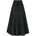 SCARLET DARKNESS Falda larga renacentista para mujer, cintura alta, falda medieval con cordón, Negro , XL