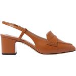 Zapatos destalonados marrones de cuero de punta cuadrada talla 35 para mujer 