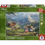 Schmidt Spiele Thomas Kinkade Disney-Puzzle (1000 Piezas), diseño de Mickey y Minnie en los Alpes, Color carbón (59938)