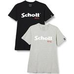 Camisetas grises de algodón de manga corta manga corta Schott NYC talla XL para hombre 