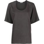 Camisetas grises de lino de manga corta rebajadas manga corta con cuello redondo Clásico talla M para mujer 