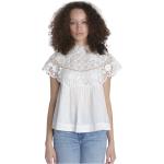 Camisas blancas de algodón con crochet talla XS para mujer 