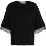 Camisetas negras de algodón de manga corta manga corta con cuello redondo de punto Chloé See by Chloé talla XS para mujer 