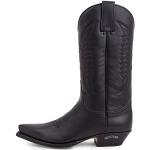 Sendra Boots - 2073 Botas Camperas de Mujer y Hombre Altas con Tacon con Punta Fina - Estilo Cowboy en Piel Negro - Botas Vaqueras Elegantes - 44