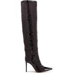 Botas altas negras de cuero rebajadas con cremallera con tacón más de 9cm con lentejuelas talla 39 para mujer 