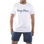 SERGE BLANCO Pijama Hombre 100% Algodón, Camiseta y Pantalon Corto Conjunto, Suave y Cómodo