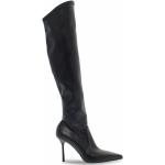 Botas altas negras de cuero rebajadas con tacón más de 9cm con borlas talla 38 para mujer 