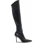 Botas altas negras de cuero rebajadas con tacón más de 9cm con borlas talla 39 para mujer 