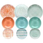 Sets de platos multicolor de gres aptos para lavavajillas Tognana en pack de 18 piezas para 6 personas 