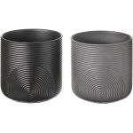 Set de 2 maceteros con anillas de stoneware negro y gris de Ø 13x13 cm
