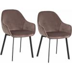 Set de 2 sillas de comedor con brazos marrones de terciopelo tapizadas