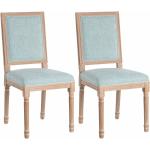 Set de 2 sillas de comedor tapizadas de tela azul y madera de abedul