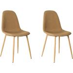 Set de 2 sillas de comedor tapizadas marrón claro de tela ymetal
