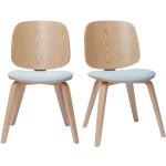 Miliboo - Set de 2 sillas de madera clara y tela gris clara beck - Gris claro