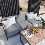 Muebles grises de metal de jardín para 5 personas de materiales sostenibles 
