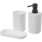 Set para el baño - Juego 3 Accesorios para Lavabo - Kit de 3 Piezas - 1x dispensador de jabón 1x Vaso 1x Bandeja - Blanco