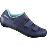 Zapatillas azules de sintético de ciclismo rebajadas con velcro perforadas Shimano talla 38 para mujer 