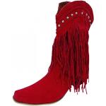 Botas rojas de tela con cremallera  con cremallera vintage con flecos talla 40 para mujer 